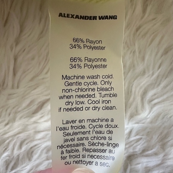 T Alexander Wang Top Asymmetrical Crewneck Long Sleeve Tee Mesh Neon Yellow S - Picture 8 of 11